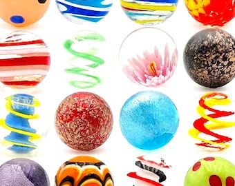 16 Pcs Large Colored Glass Marbles, 1 Inch Big Marbles for Games, Collection, Crafts and Home Decor