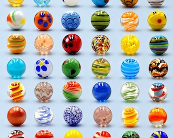 42 Pcs Colorful Glass Marbles, 0.63 Inch Small Marble Game Set, Bulk Decorative Glass Balls for Crafts and Collecting