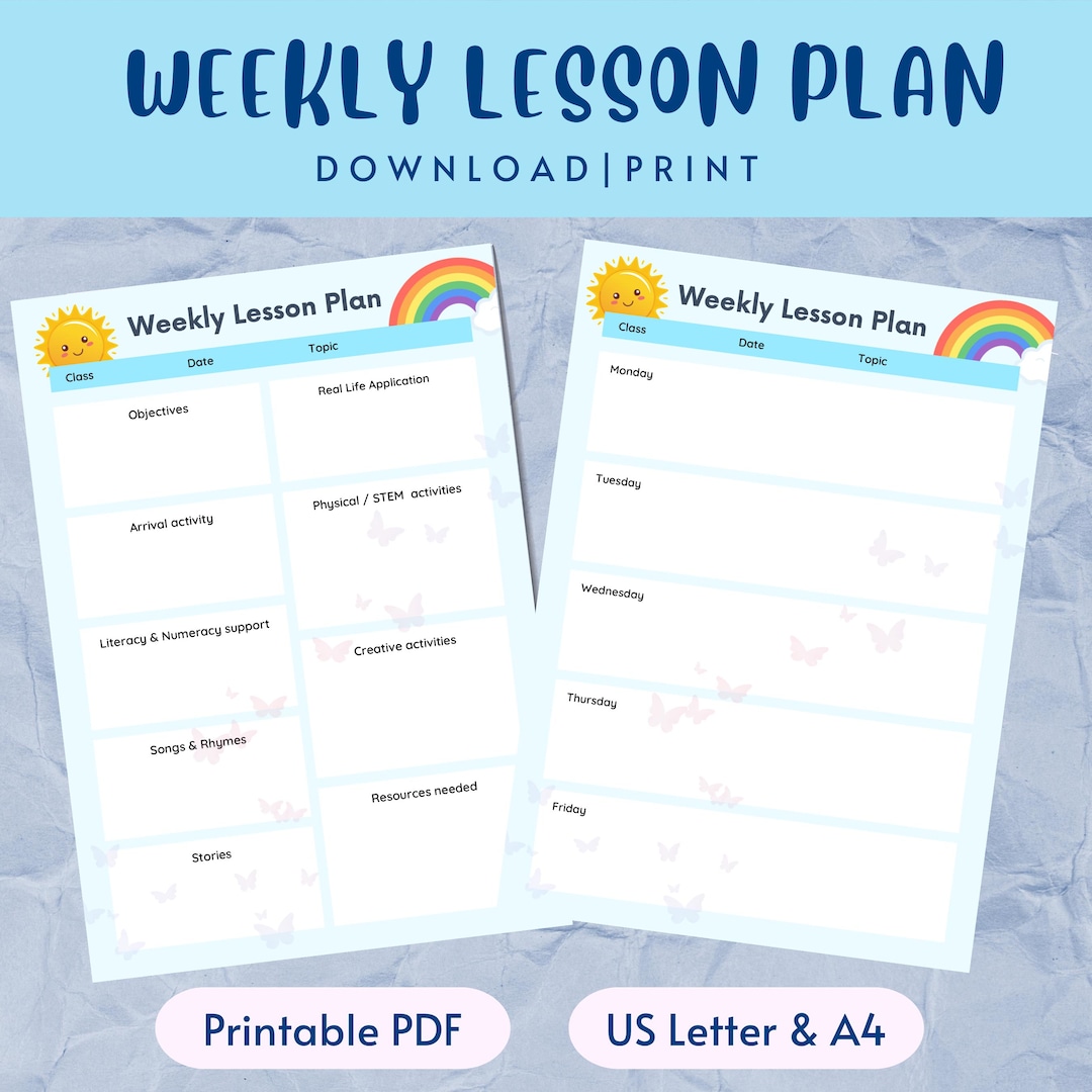 Kindergarten Weekly Lesson Template | Preschool Teacher Planner ...