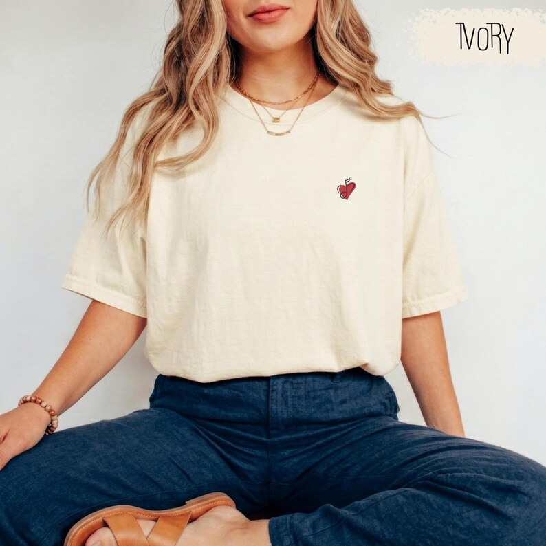 Music Heart Embroidered T-shirt | Cute Music Lover Tee for Women ...