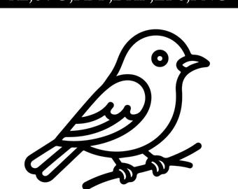 Bird Perched On Branch Cut Ready Digital Design For Cricut Silhouette (Digital Download)