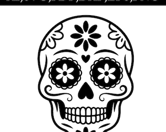 Sugar Skull SVG PNG, Day of the Dead Clipart, Halloween Skull Instant Download