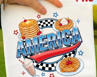 Patriotic America Breakfast PNG | Sublimation T-Shirt Design Instant Download