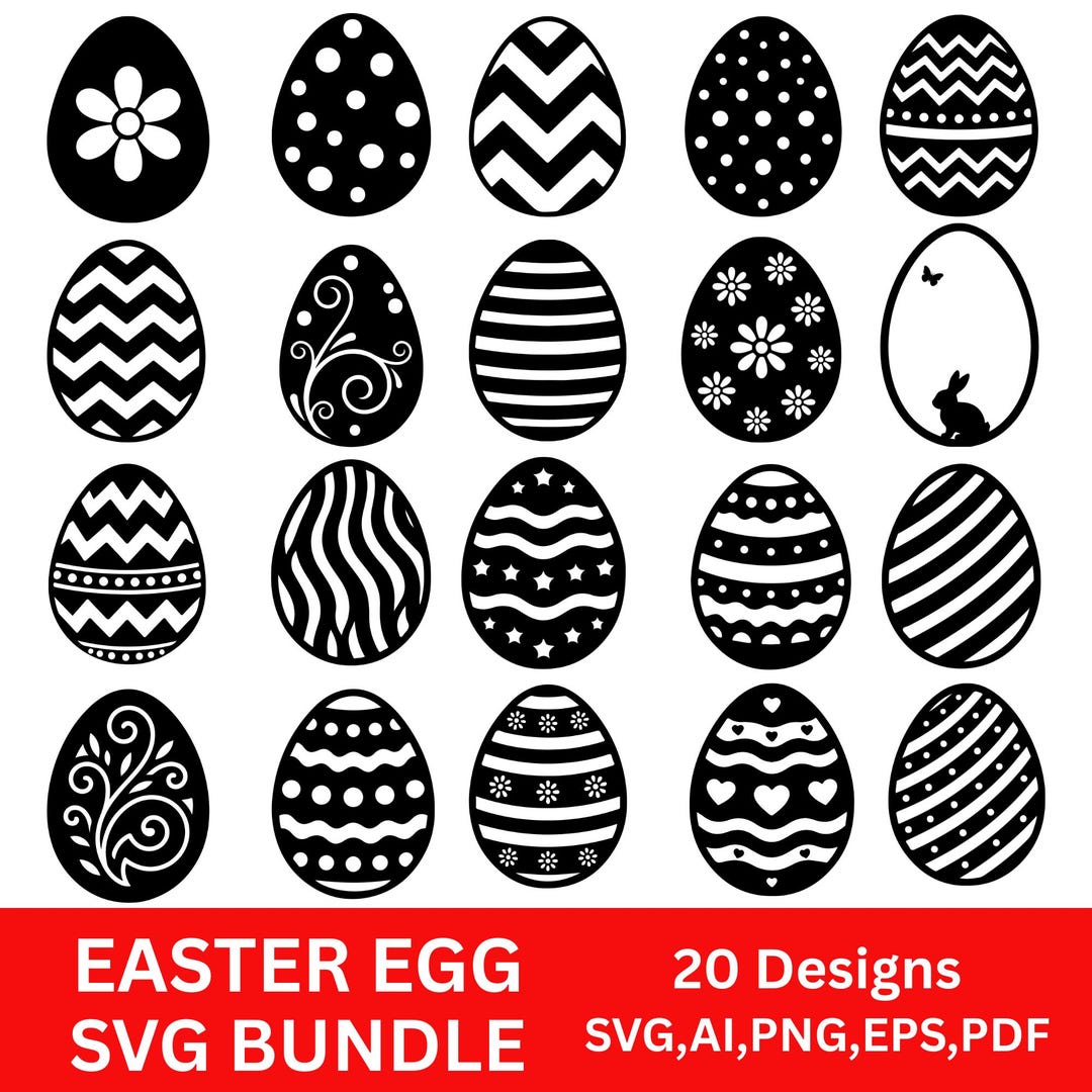 Easter Egg SVG Bundle | 20 Designs, Cut Files (digital Download) - Etsy