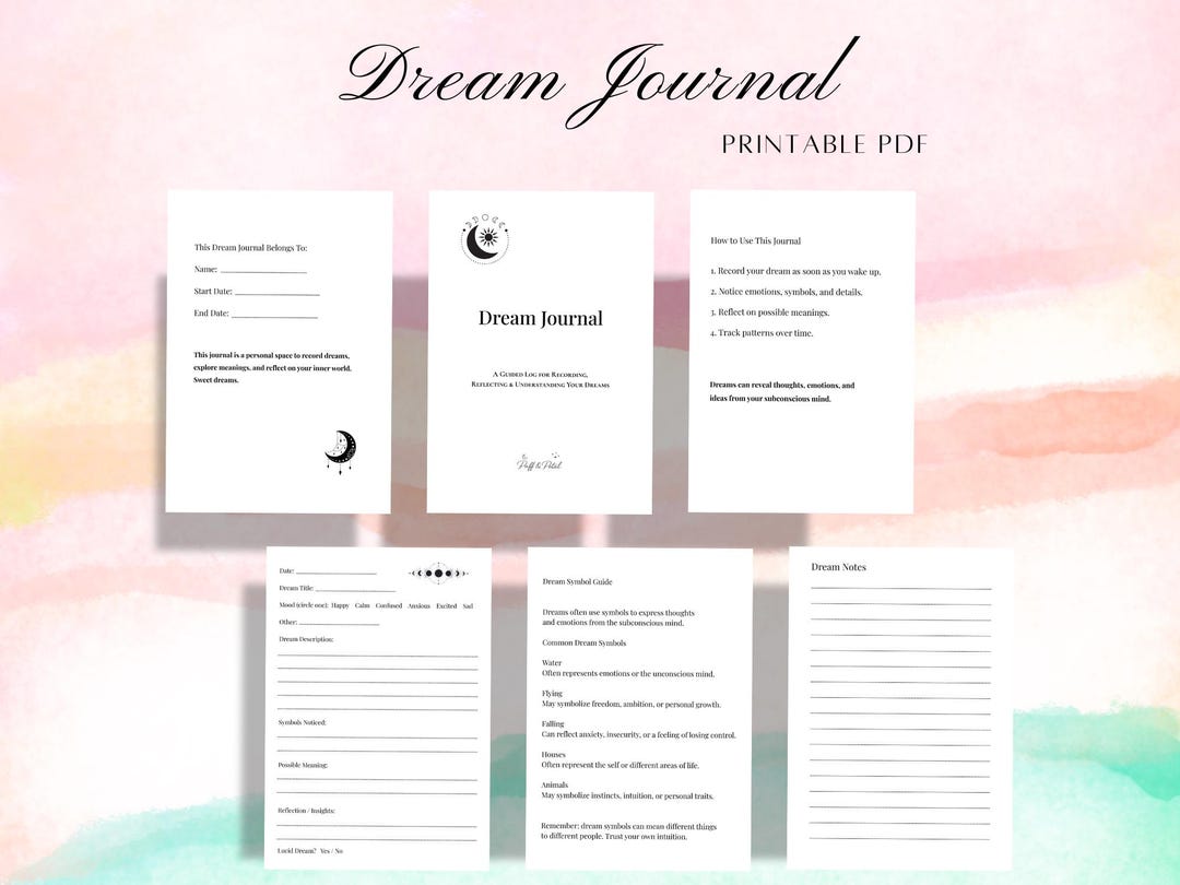 Moon Dream Journal Printable | Dream Diary PDF | Dream Log & Tracker ...