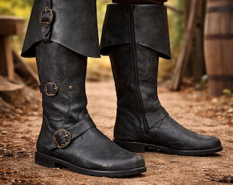 Medieval Pirate Boots Viking Renaissance Cosplay Shoes Retro LARP Fantasy Costume Boots