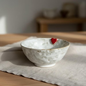 Heart Ceramic Bowl Handmade, Wabi Sabi Pottery Dish 450ml, Rustic Speckled Bowl, Small Serving Plate, Gift for Her Kitchen Decor