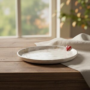 Heart Plate Ceramic Handmade | Rustic Pottery Dinner Plate | Nordic Style Dessert Dish | Artisan Gift for Couples, Wedding, Valentine