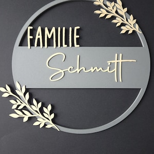 Personalisierter Türkranz Familie | Namensschild aus PLA | Moderne Türdeko | 3D Druck | Familienname individuell | Geschenk Einzug Hochzeit bild 1