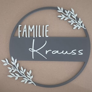 Personalisierter Türkranz Familie | Namensschild aus PLA | Moderne Türdeko | 3D Druck | Familienname individuell | Geschenk Einzug Hochzeit bild 3