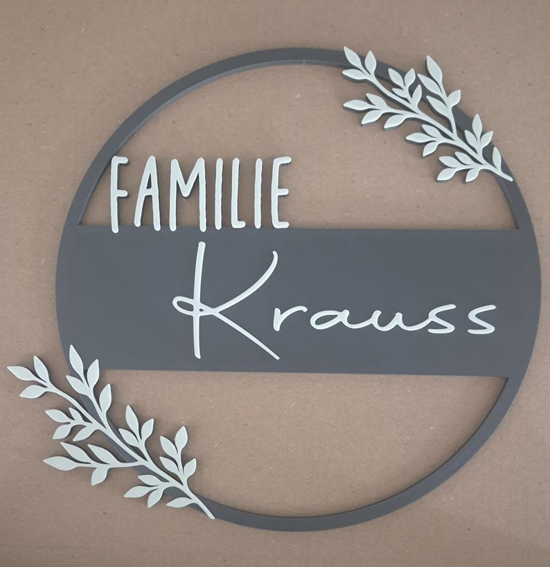 Personalisierter Türkranz Familie | Namensschild aus PLA | Moderne Türdeko | 3D Druck | Familienname individuell | Geschenk Einzug Hochzeit bild 3