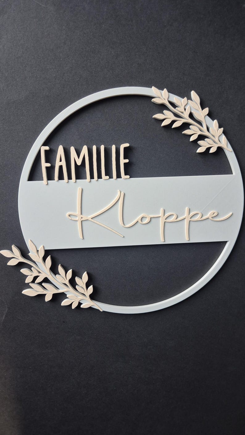 Personalisierter Türkranz Familie | Namensschild aus PLA | Moderne Türdeko | 3D Druck | Familienname individuell | Geschenk Einzug Hochzeit bild 4
