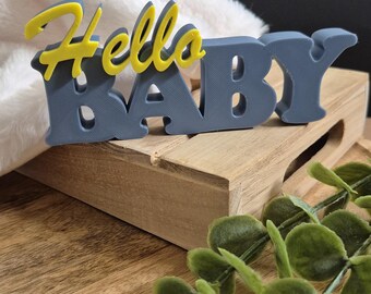 Hallo Baby / Hello Baby Schriftzug aus PLA | 3D-Druck | Wanddeko | Geschenk zur Geburt oder Babyshower