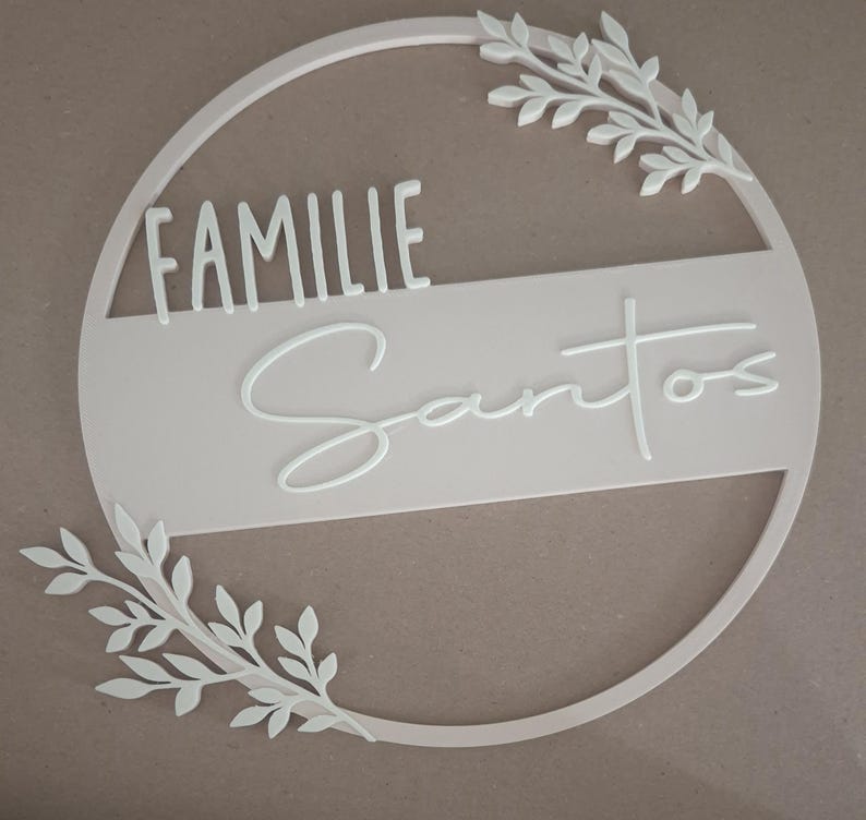 Personalisierter Türkranz Familie | Namensschild aus PLA | Moderne Türdeko | 3D Druck | Familienname individuell | Geschenk Einzug Hochzeit bild 2