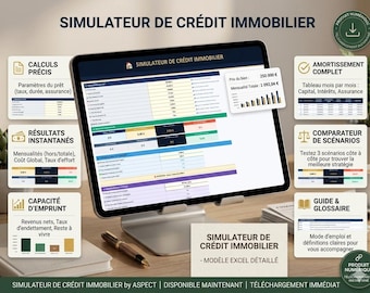 Mortgage Loan Simulator in Excel: Calculate Your Monthly Payment | Amortization · Comparison · Variable Rate · Early Repayment | Tele