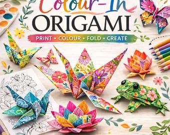 20 hojas de origami para colorear / Colección botánica / Manualidades con papel para niños y adultos