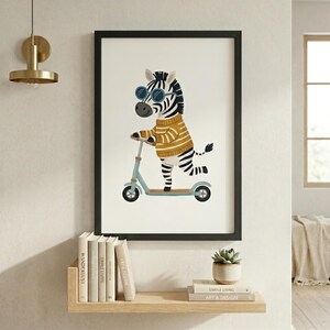 Zebra Roller Wanddeko Kinderzimmer Print, Retro Tier Kinderzimmer Dekoration (Digitaler Download)