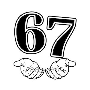 Retro 67 SVG, rolig vintage nummer 67 skjortdesign, sex sju meme clipart, födelsedag sublimering digital nedladdning