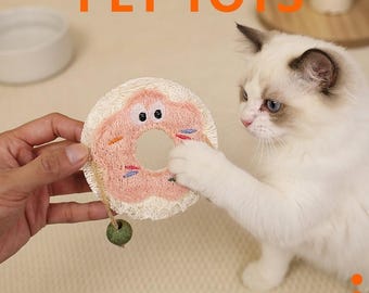 Natuurlijk kattenspeeltje luffa donut, milieuvriendelijk gebit, interactieve huisdierteaser (donutvorm)