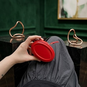 Red Leather Micro Bag | Jewelry Case, Lanyard Pouch, Ring Holder