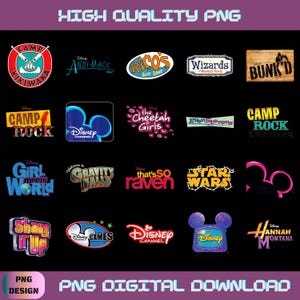 Pakiet PNG z Disney Channel w wersji cyfrowej do pobrania, Hannah Montana: Czarodzieje z Waverly Place, Clipart do sublimacji, Projekt serialu retro z lat 2000.