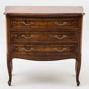 Solid Wood French Style Nightstand: 3 Drawer Classic Side Table