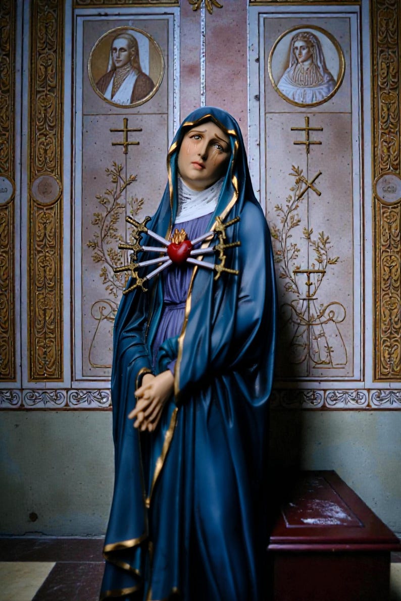Hand-painted Our Lady of Sorrows Statue, Mater Dolorosa Figurine ...