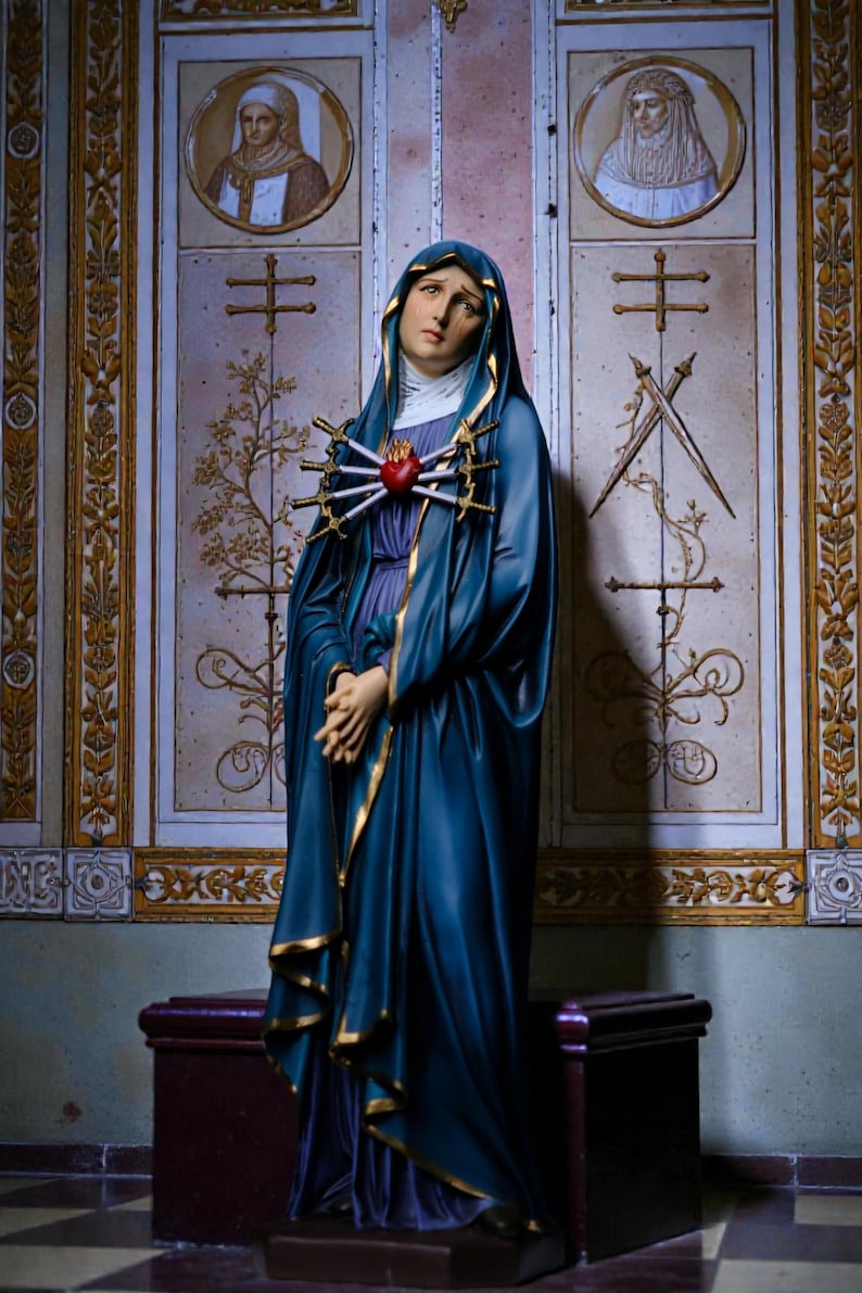 Hand-painted Our Lady of Sorrows Statue, Mater Dolorosa Figurine ...