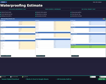 Waterproofing Estimate Calculator | Basement Waterproof Bid Template Excel