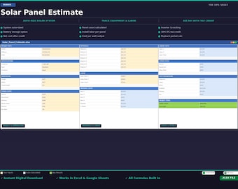 Solar Panel Install Estimate | Solar Contractor Bid Template Excel Spreadsheet