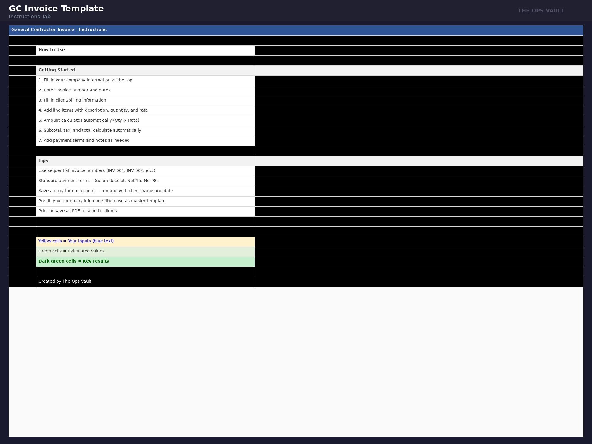 General Contractor Invoice Template Excel | GC Billing Receipt ...