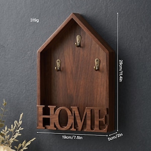 Portachiavi in legno massello di pino / Cartello rustico "HOME" per l'ingresso, con 3 ganci