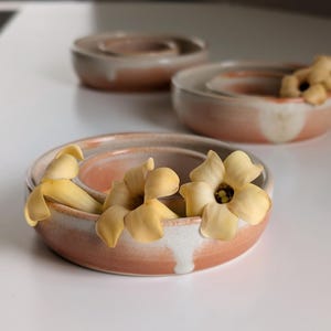 Ceramic Flower Ring, Lei Vase, Ikebana, Short Stem Flower Vase