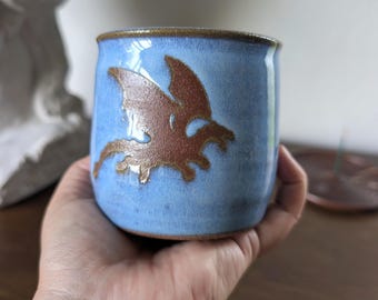 Handmade dragon cup, 12oz Stoneware Pottery
