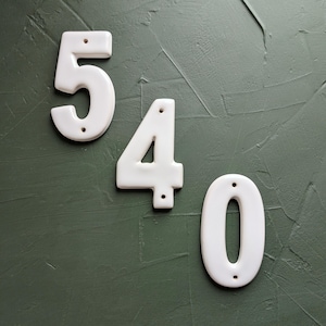 Handmade Address Numbers, White Ceramic House Numbers, 4 1/2&quot;