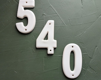 Handmade Address Numbers, White Ceramic House Numbers, 4 1/2"