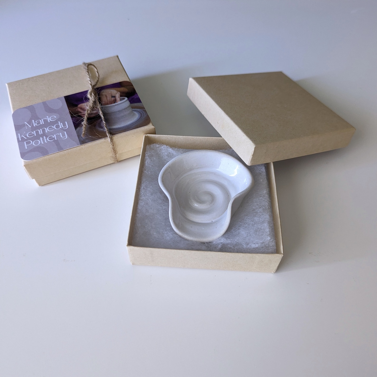 Small White Ceramic Spoon Rest, Coffee Station Accessories