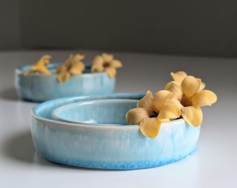 Ceramic Flower Ring, Lei Vase, Ikebana, Short Stem Flower Vase