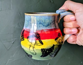 Mushroom Coffee Mug, 16oz handmade ceramic mug