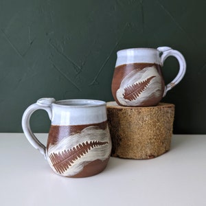 14oz Fern Coffee Mug, Rustic Ceramic Mug, Large Coffee Cup, Handmade Stoneware Tea Mug