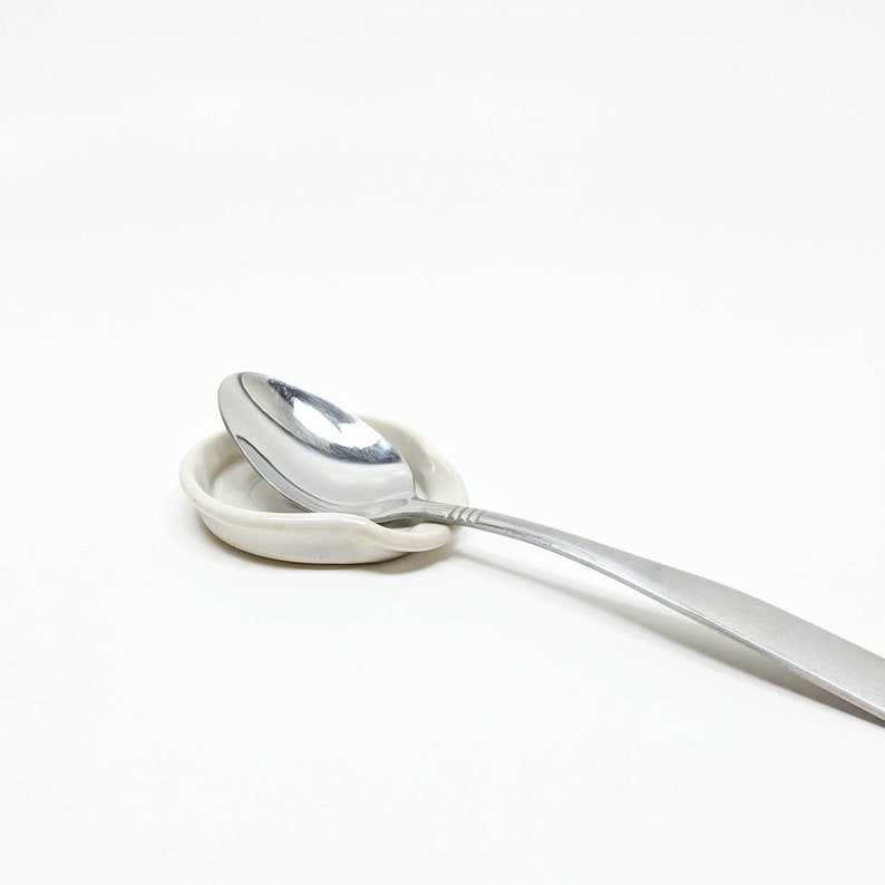 Small White Ceramic Spoon Rest Coffee or Tea Small Spoon Etsy