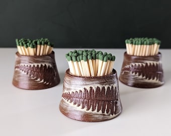 Ceramic Fern Match Holder, Handmade Match Striker