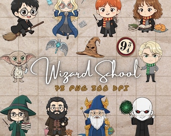 73 PNG Chibi Wizard School Student Magical Christmas ClipArt