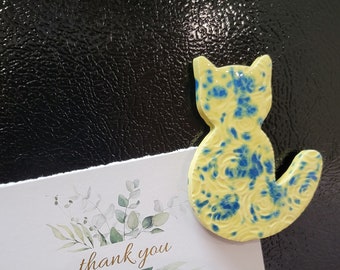 Buttercup Blue Ceramic Cat Fridge Magnet