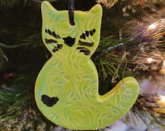 Heart Cat Ceramic Cat Ornament