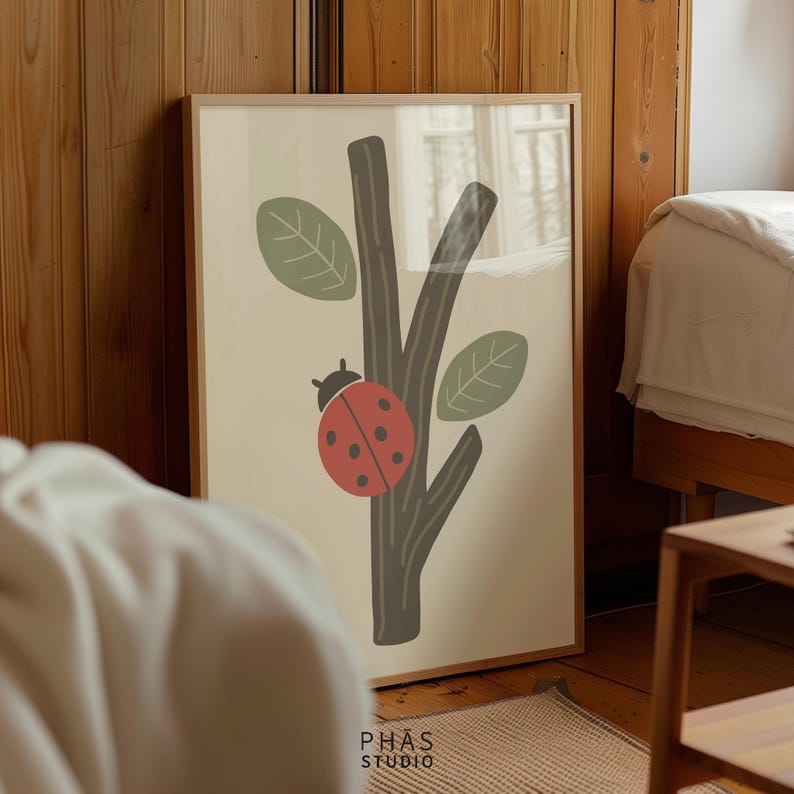 Ladybug Nursery Wall Art, Cute Bug Illustration, Kids Room Decor, Baby ...