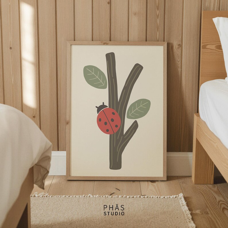 Ladybug Nursery Wall Art, Cute Bug Illustration, Kids Room Decor, Baby ...