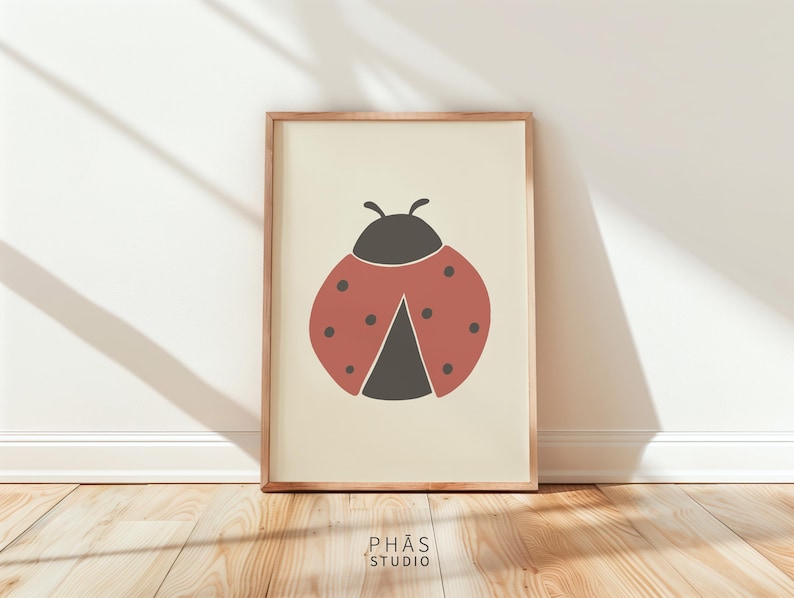 Ladybug Wall Art Printable, Nursery Decor, Botanical Kids Room Decor ...