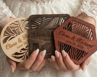 Personalized wooden wedding coasters: bulk wedding favors and party decor