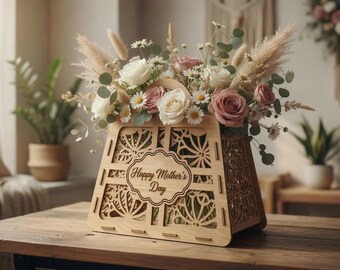 Personalized Mother’s Day Gift Basket, Wooden Flower Box for Wedding